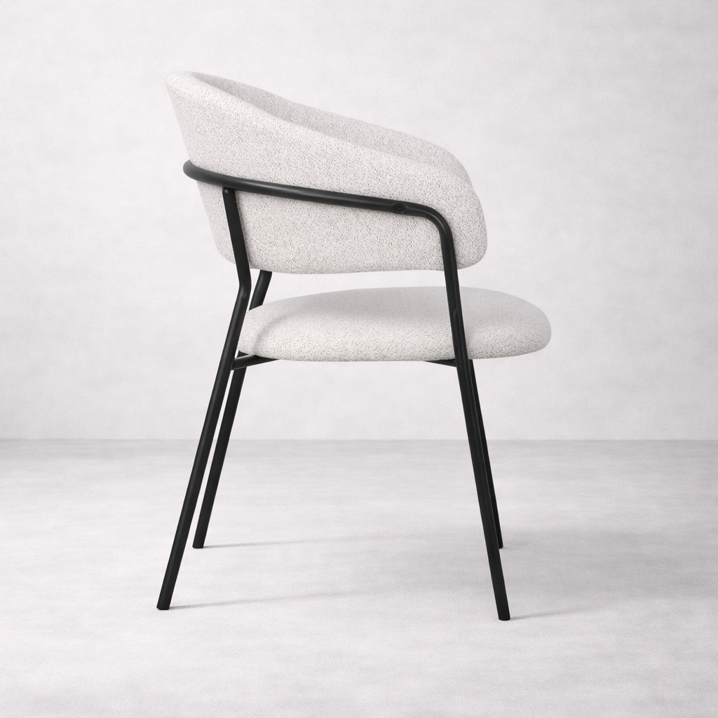 Geneva Bouclé Fabric Dining Chair - Ivory