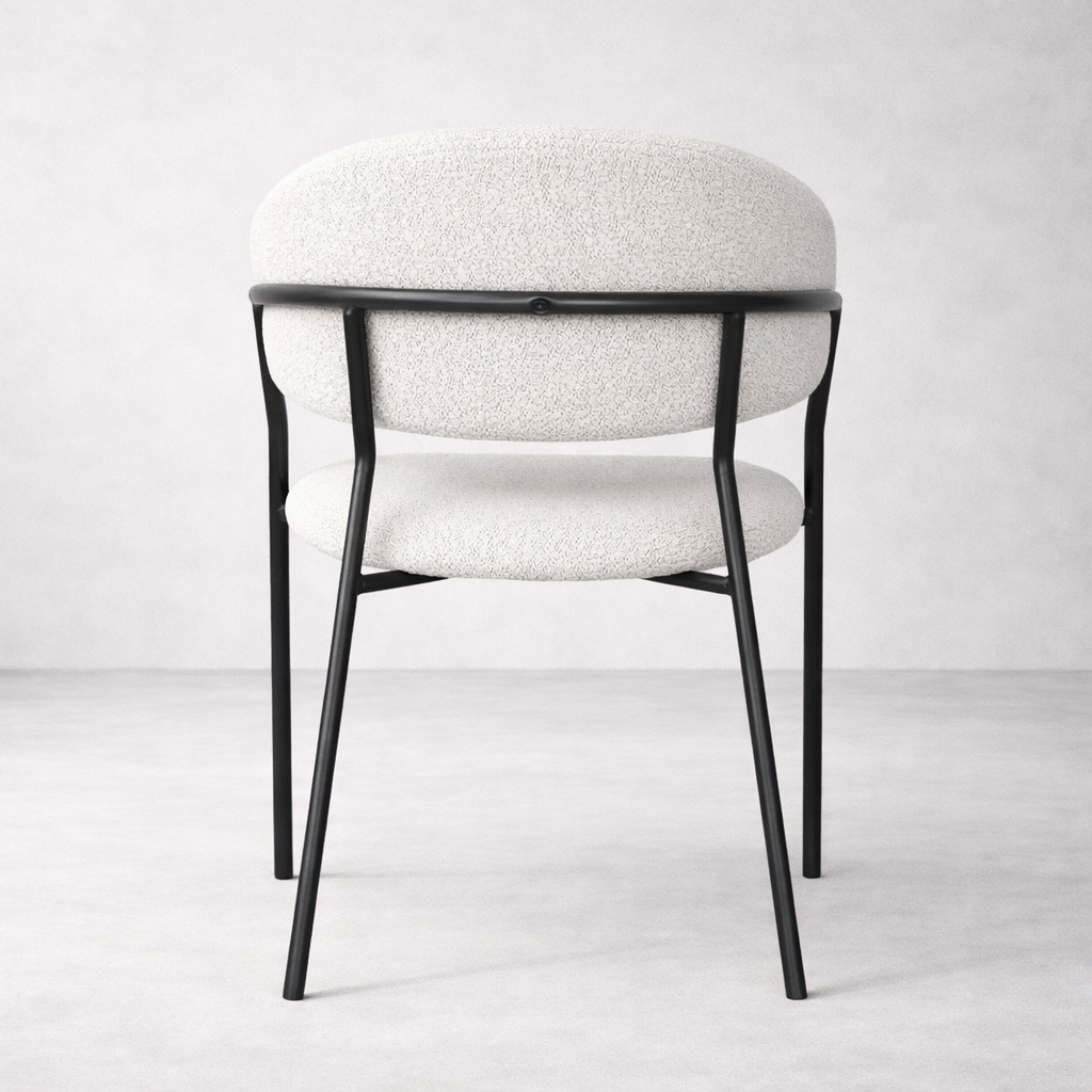Geneva Bouclé Fabric Dining Chair - Ivory