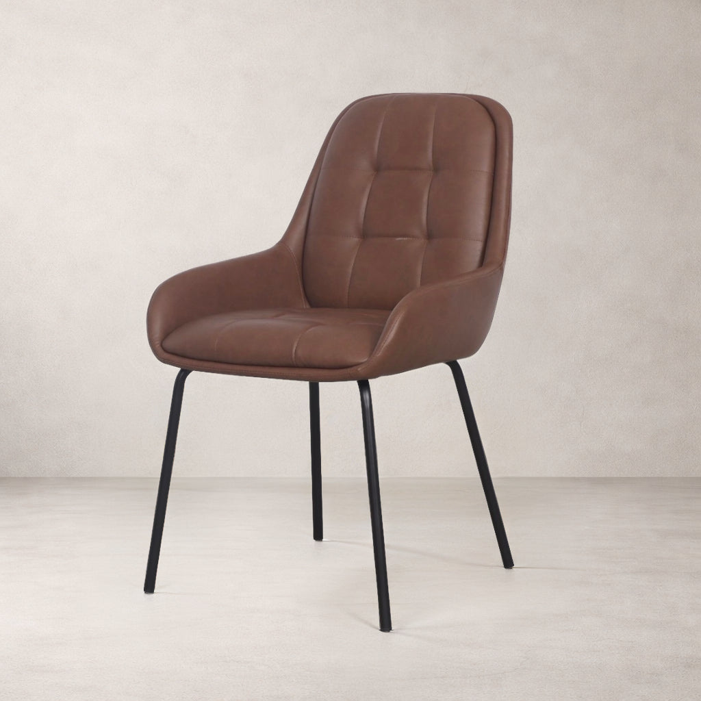 Chaise de salle à manger en cuir Petra - Marron