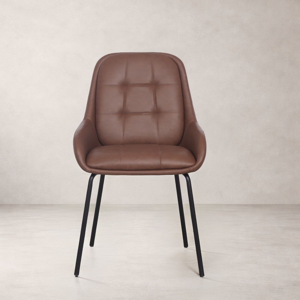 Chaise de salle à manger en cuir Petra - Marron