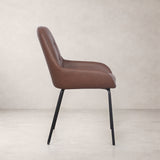 Chaise de salle à manger en cuir Petra - Marron