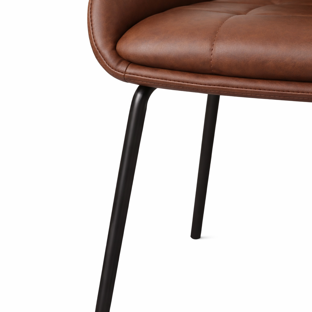 Chaise de salle à manger en cuir Petra - Marron