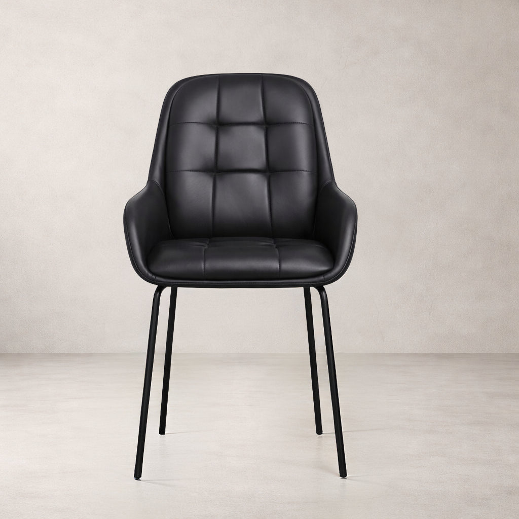 Petra Leather Dining Chair - Black