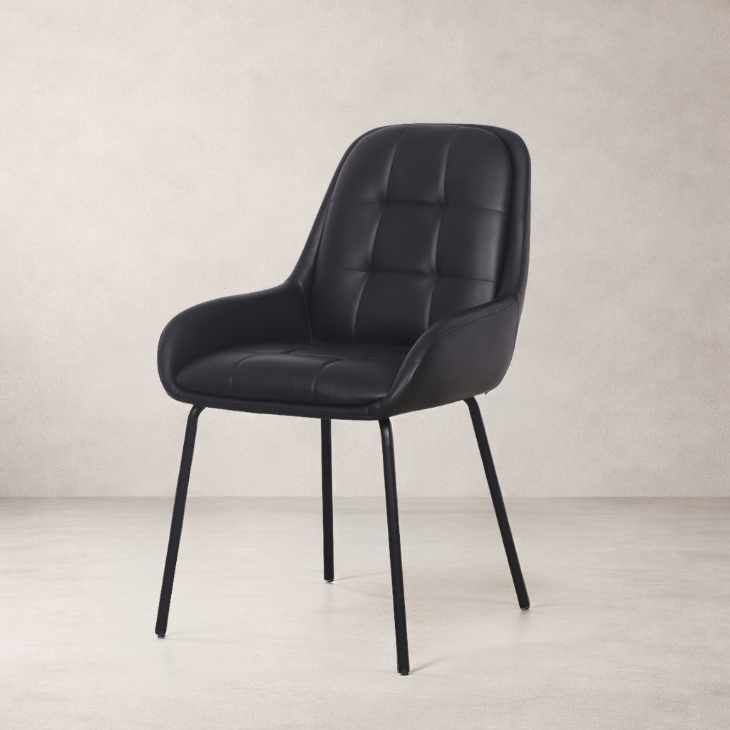 Petra Leather Dining Chair - Black