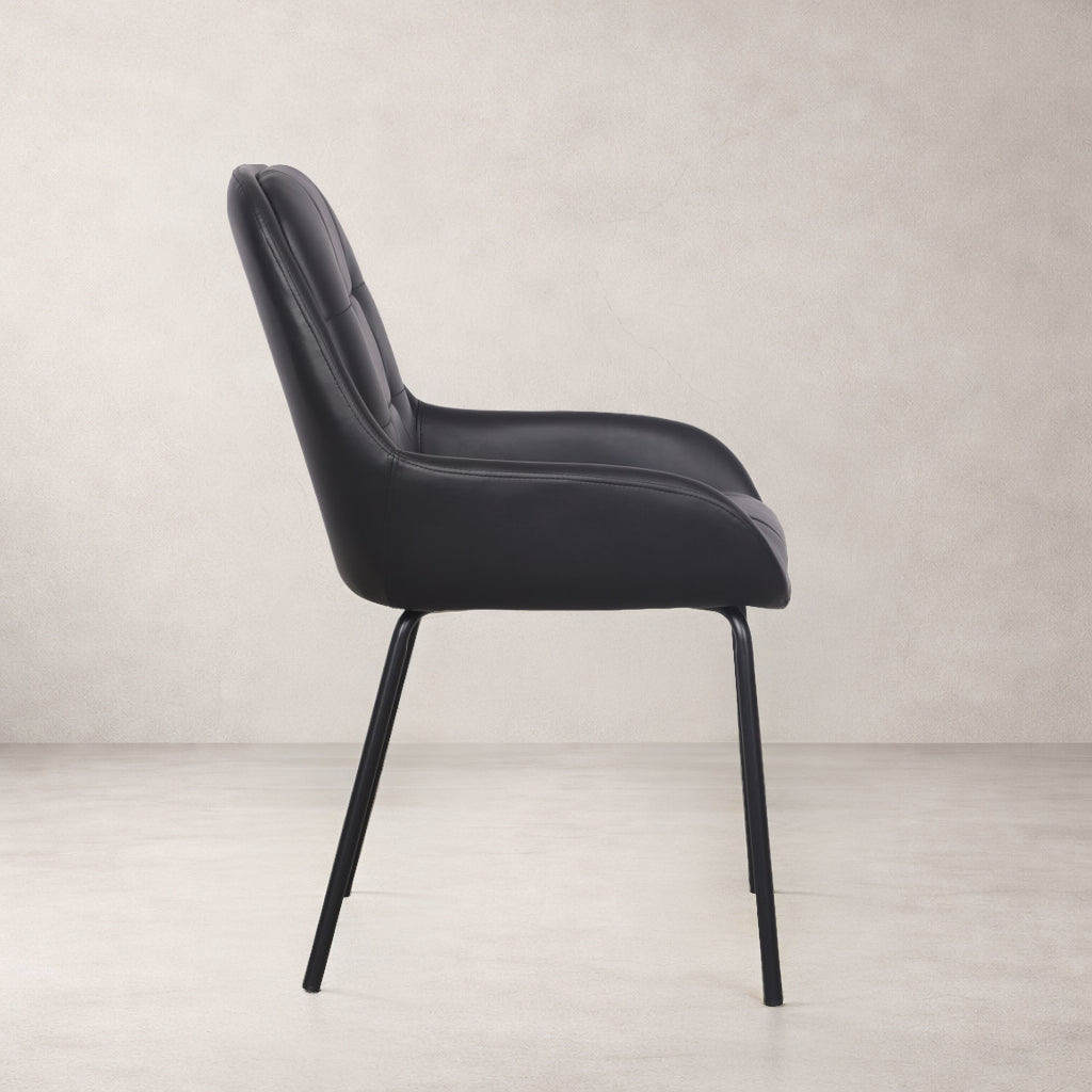 Petra Leather Dining Chair - Black