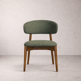 Blush Solid Wood Dining Chair - Smoked Oak and Moss Green