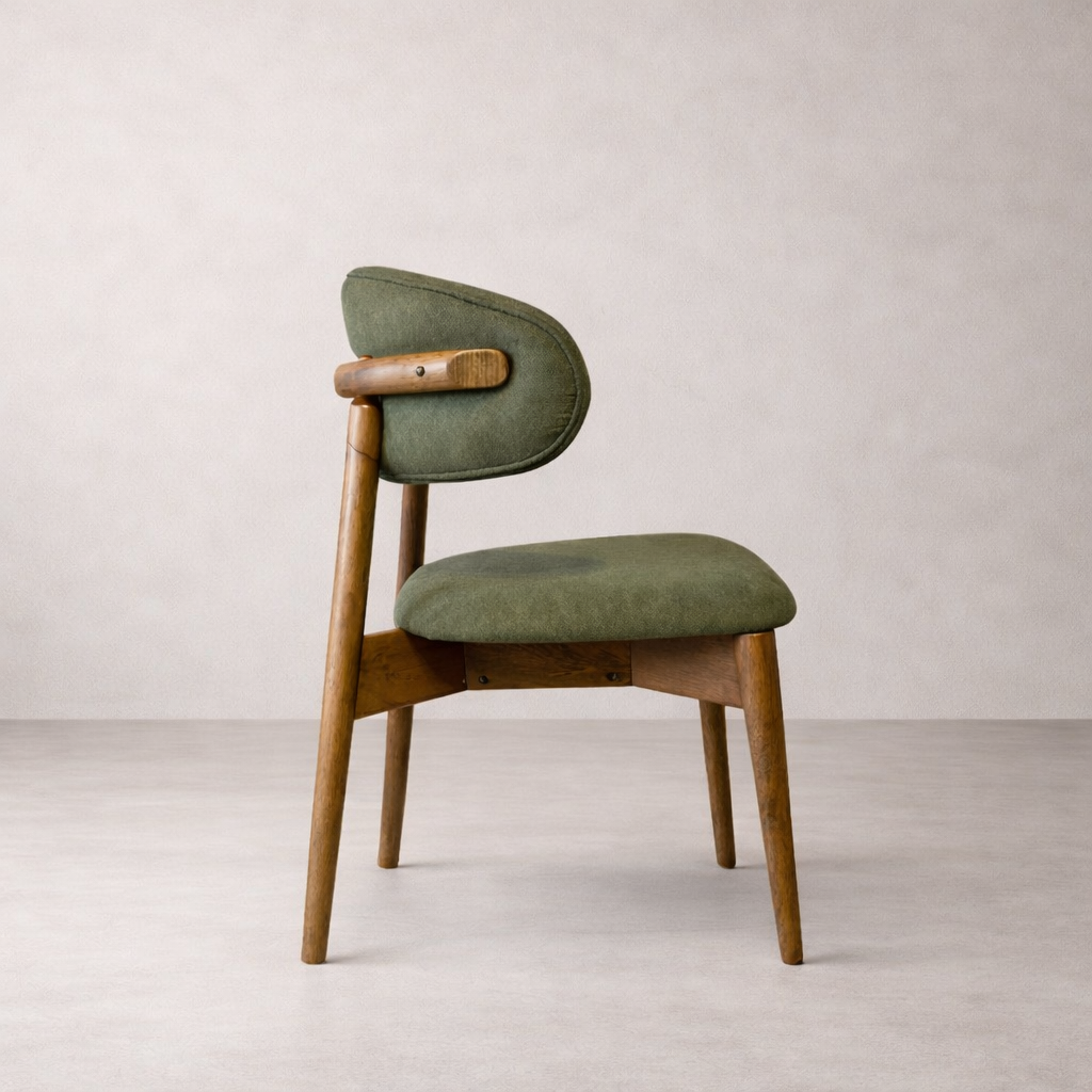 Blush Solid Wood Dining Chair - Smoked Oak and Moss Green