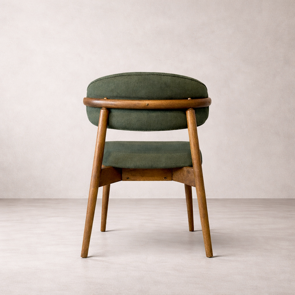 Blush Solid Wood Dining Chair - Smoked Oak and Moss Green