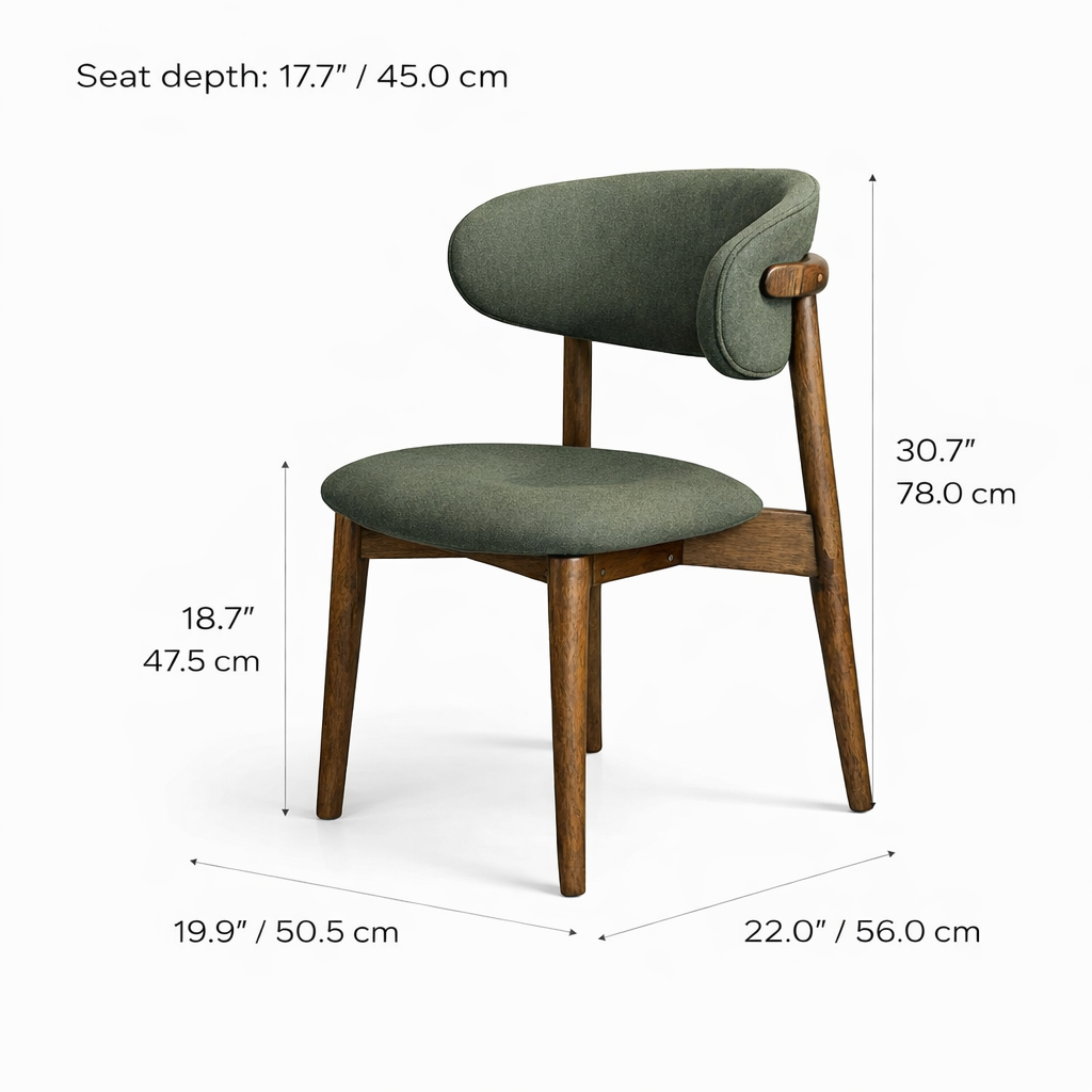 Blush Solid Wood Dining Chair - Smoked Oak and Moss Green
