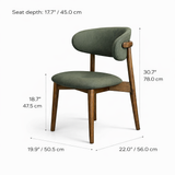 Blush Solid Wood Dining Chair - Smoked Oak and Moss Green