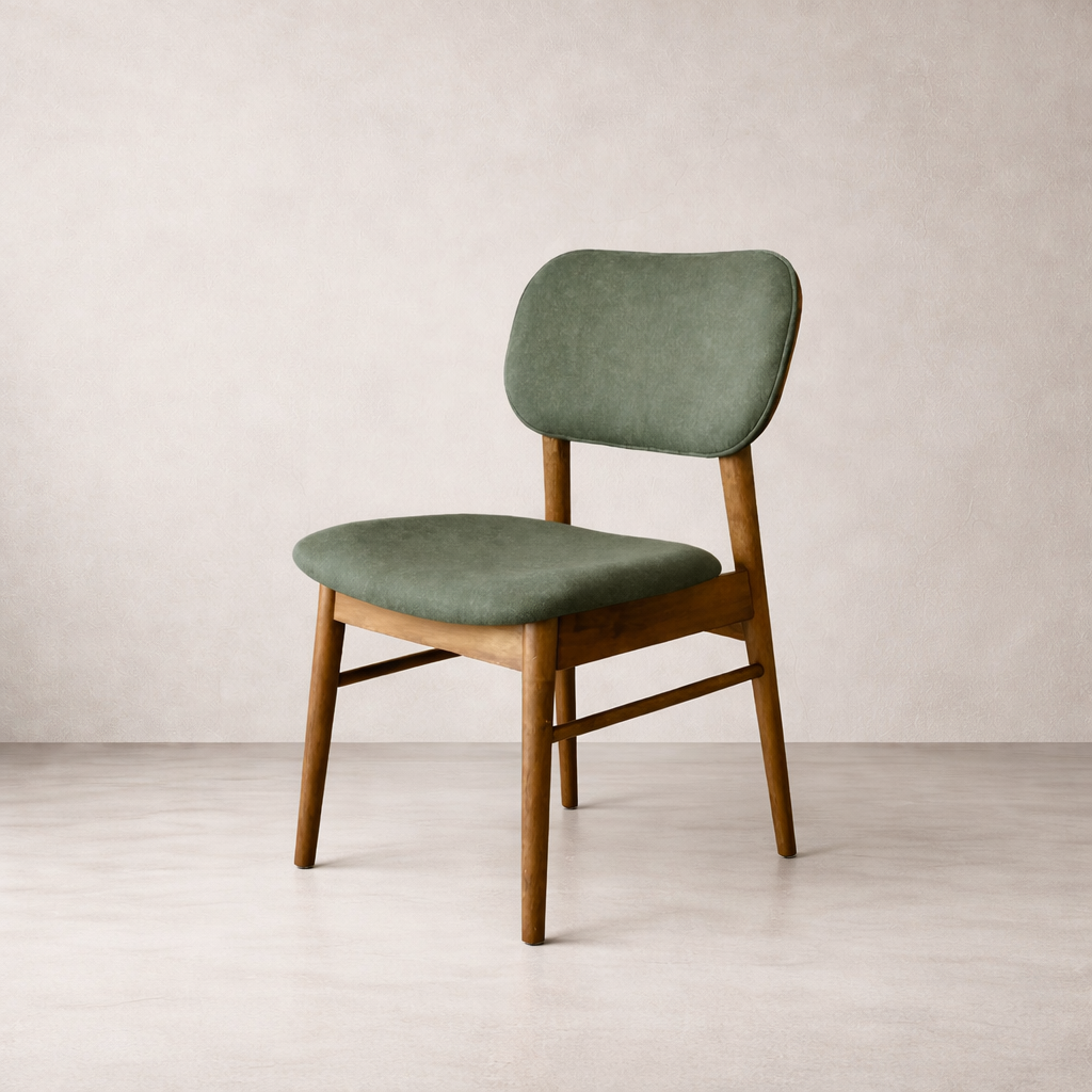 Ivy Solid Wood Dining Chair - Smoked Oak and Moss Green