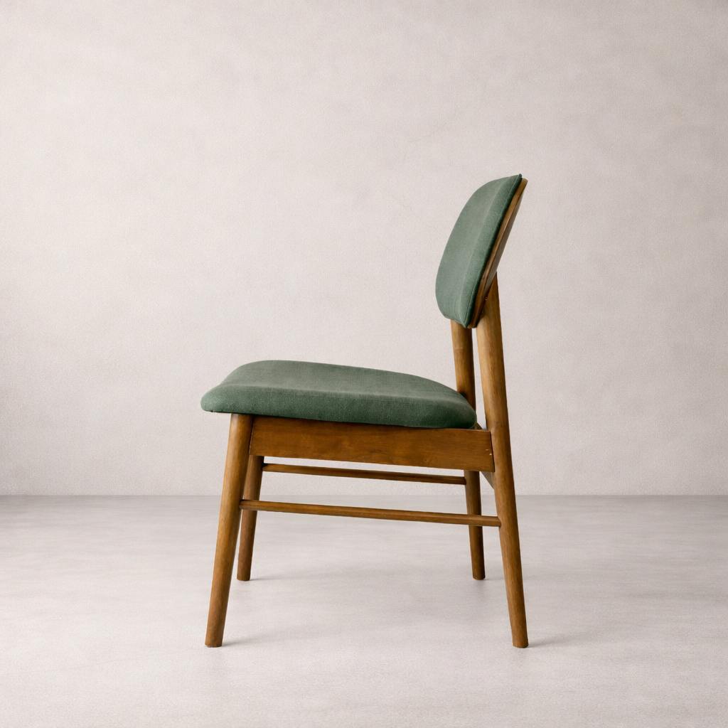 Ivy Solid Wood Dining Chair - Smoked Oak and Moss Green