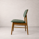 Ivy Solid Wood Dining Chair - Smoked Oak and Moss Green