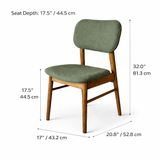 Ivy Solid Wood Dining Chair - Smoked Oak and Moss Green