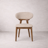 Samantha Solid Wood Dining Chair - Smoked Oak and Soft Sand Beige