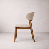 Samantha Solid Wood Dining Chair - Smoked Oak and Soft Sand Beige