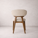 Samantha Solid Wood Dining Chair - Smoked Oak and Soft Sand Beige