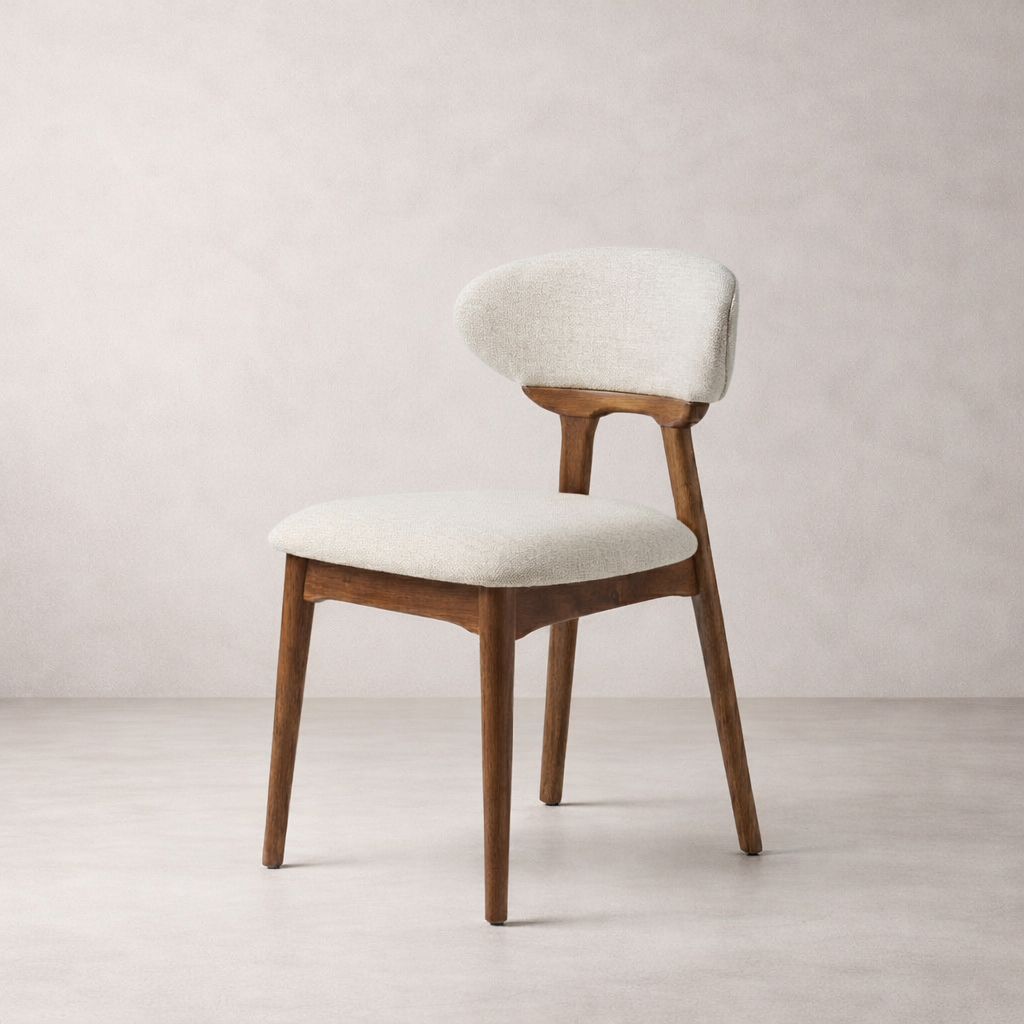 Chaise de salle à manger en bois massif Samantha - Chêne fumé et Ivoire chiné