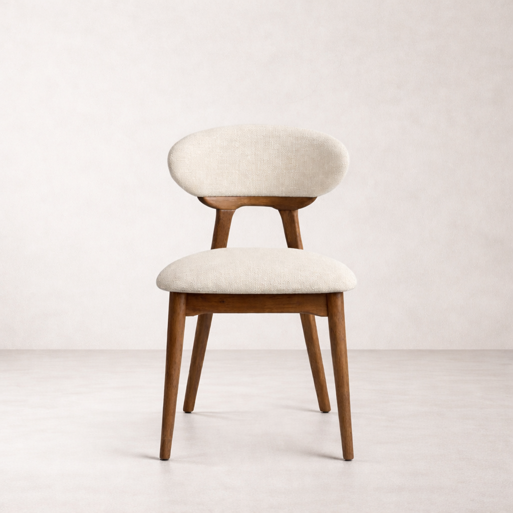 Chaise de salle à manger en bois massif Samantha - Chêne fumé et Ivoire chiné