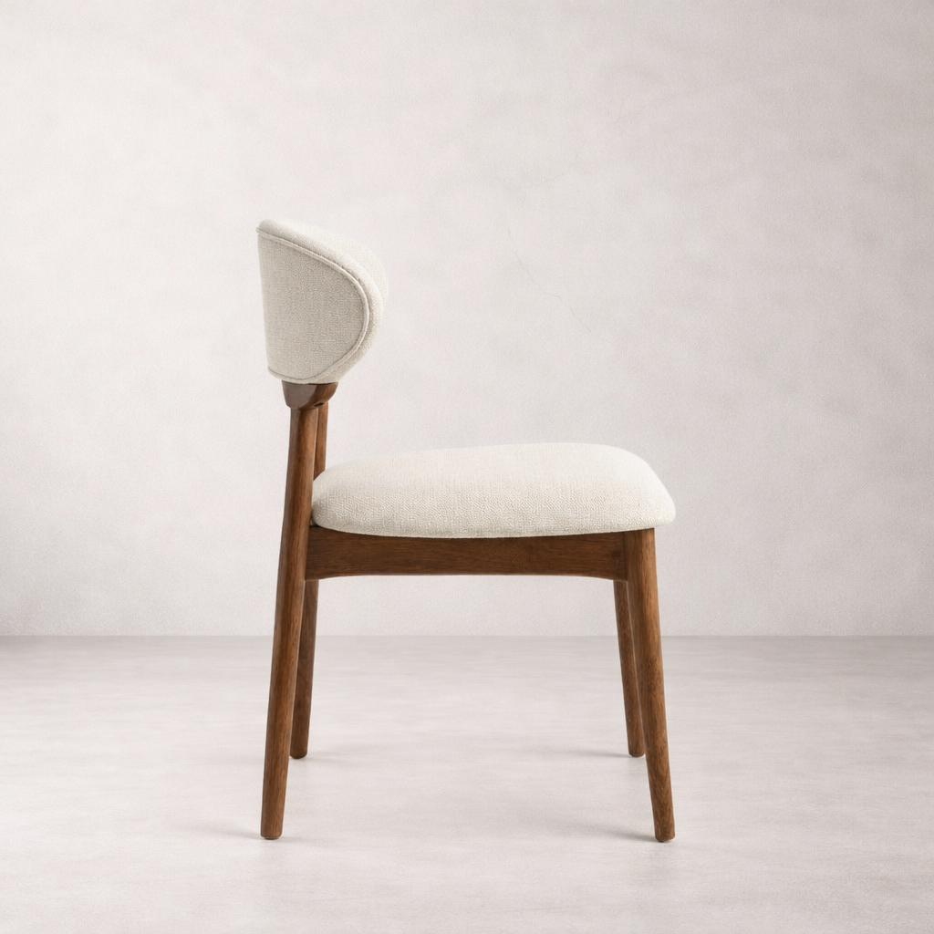 Chaise de salle à manger en bois massif Samantha - Chêne fumé et Ivoire chiné