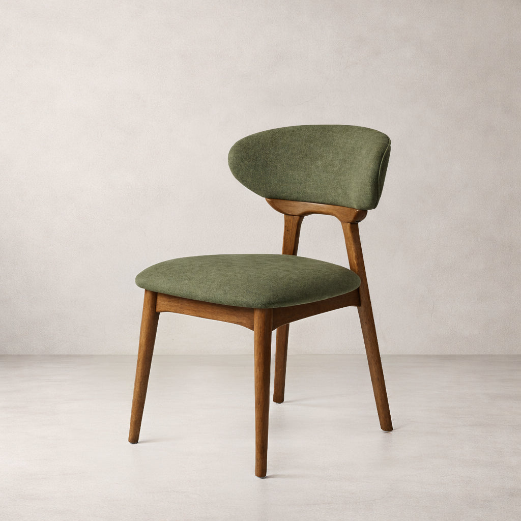 Chaise de salle à manger en bois massif Samantha - Chêne fumé et vert mousse