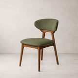 Chaise de salle à manger en bois massif Samantha - Chêne fumé et vert mousse