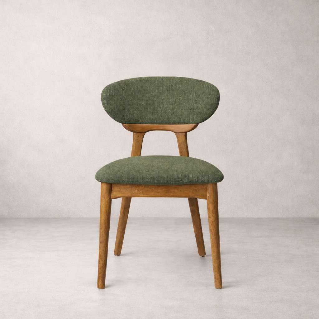 Chaise de salle à manger en bois massif Samantha - Chêne fumé et vert mousse
