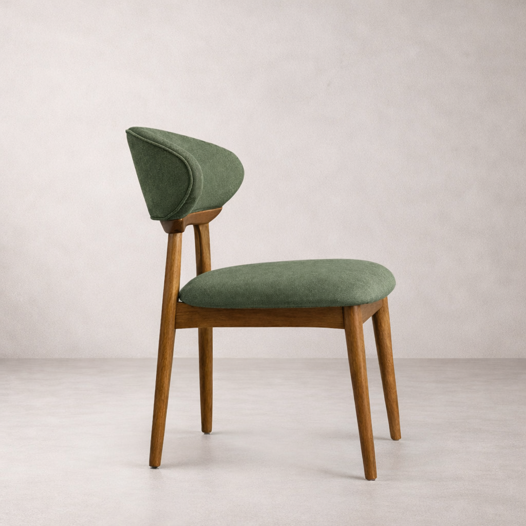 Chaise de salle à manger en bois massif Samantha - Chêne fumé et vert mousse