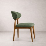 Chaise de salle à manger en bois massif Samantha - Chêne fumé et vert mousse
