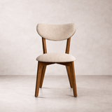 Abby Solid Wood Dining Chair - Smoked Oak and Soft Sand Beige