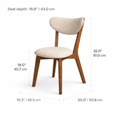 Abby Solid Wood Dining Chair - Smoked Oak and Soft Sand Beige
