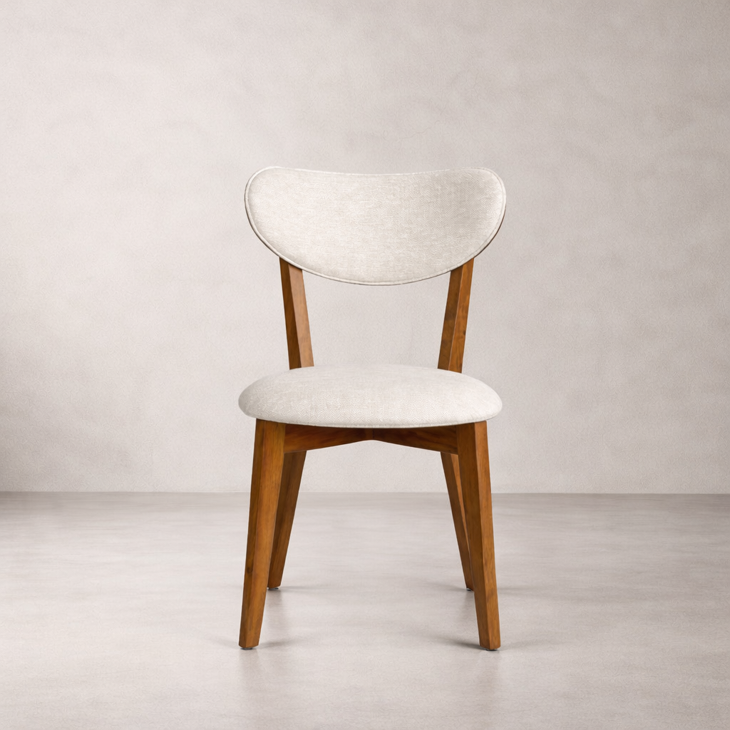 Abby Solid Wood Dining Chair - Smoked Oak and Heathered Ivory