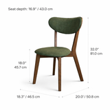 Abby Solid Wood Dining Chair - Smoked Oak and Moss Green