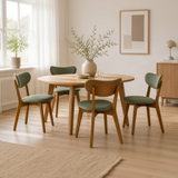 Abby Solid Wood Dining Chair - Smoked Oak and Moss Green