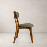Abby Solid Wood Dining Chair - Smoked Oak and Moss Green