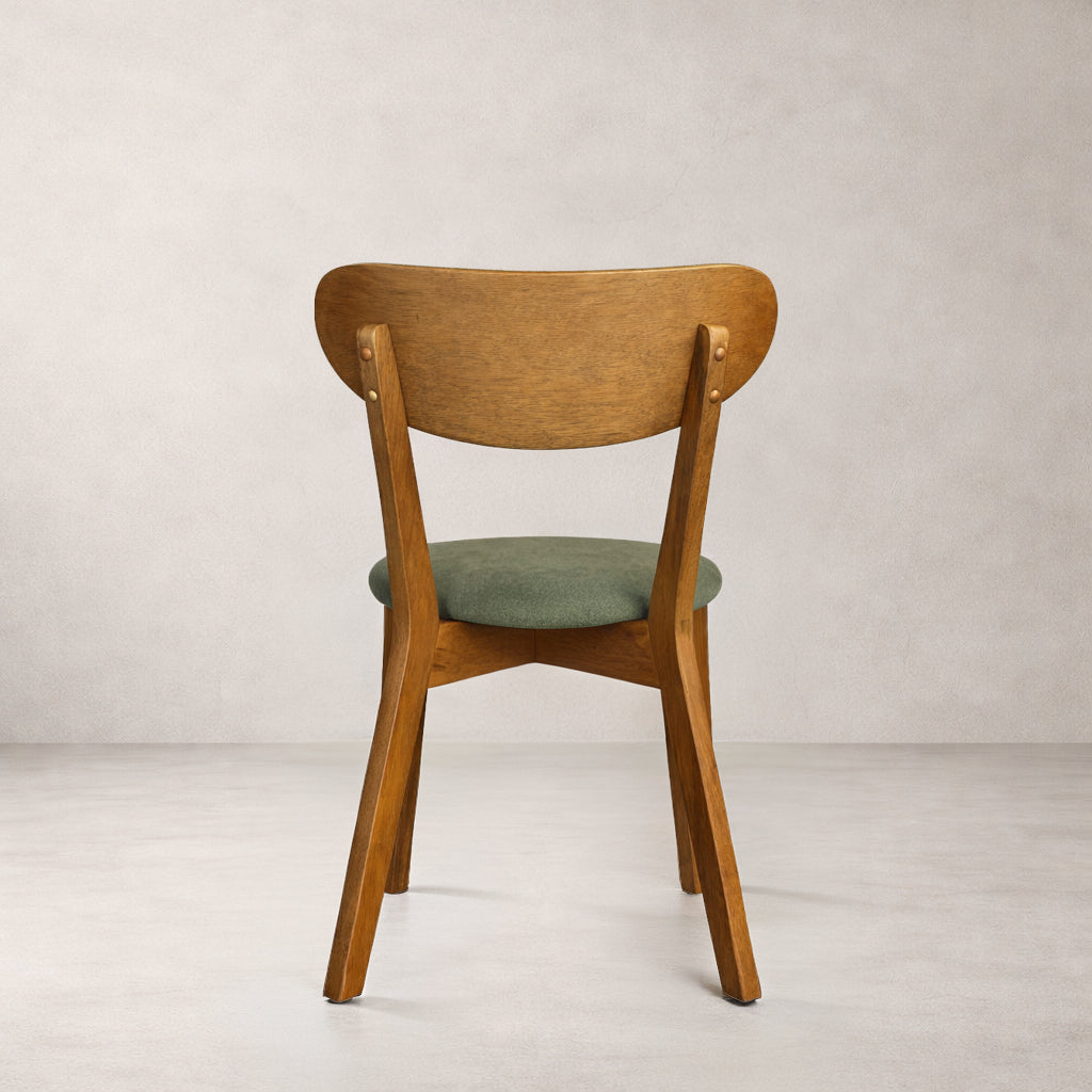 Abby Solid Wood Dining Chair - Smoked Oak and Moss Green