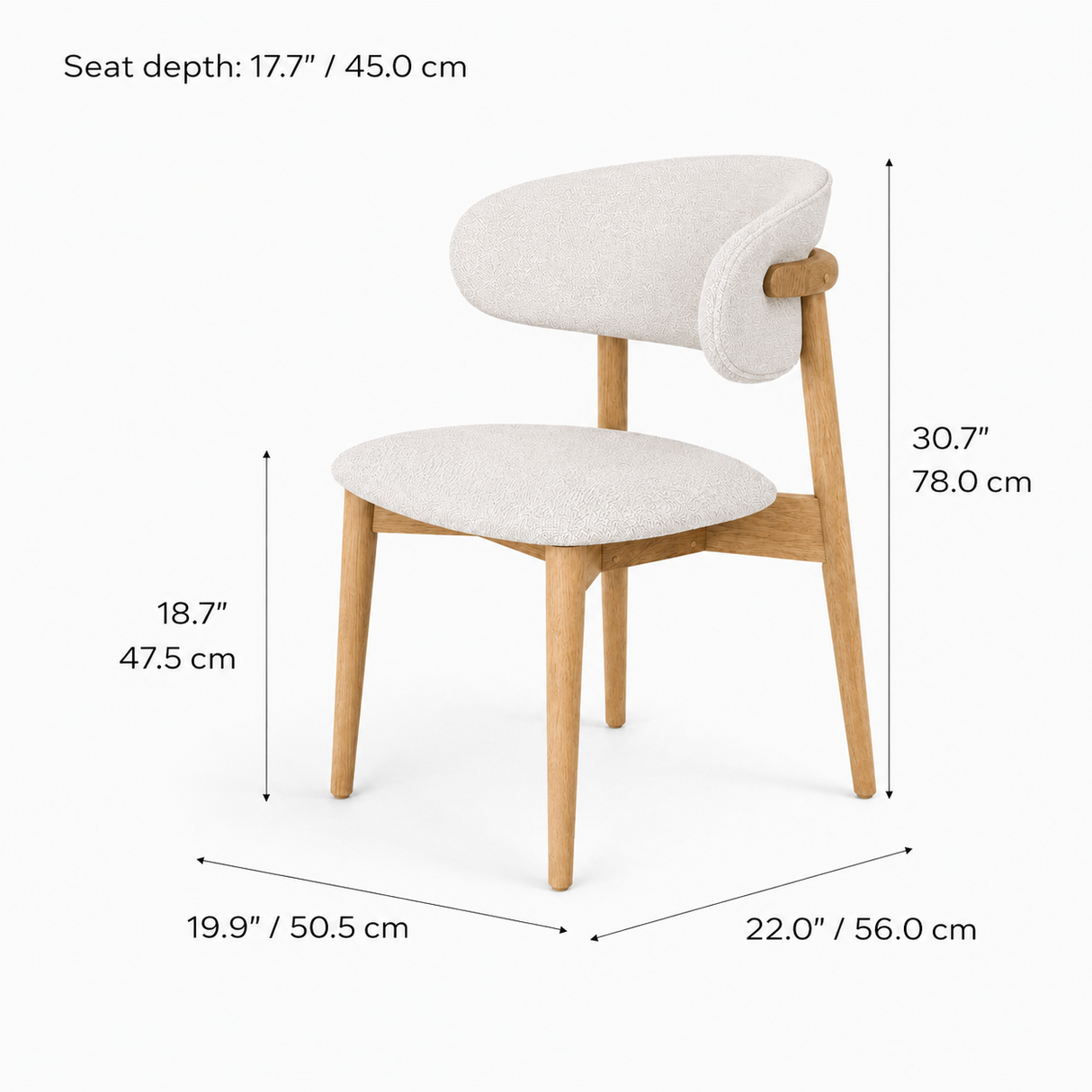 Blush Solid Wood Dining Chair - Natural Oak and Heathered Ivory