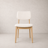 Clara Solid Wood Dining Chair - Natural Oak and Heathered Ivory