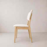 Clara Solid Wood Dining Chair - Natural Oak and Heathered Ivory