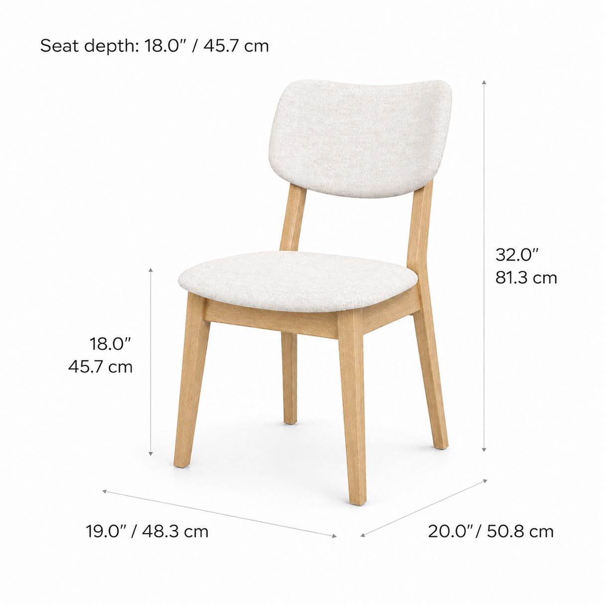 Clara Solid Wood Dining Chair - Natural Oak and Heathered Ivory