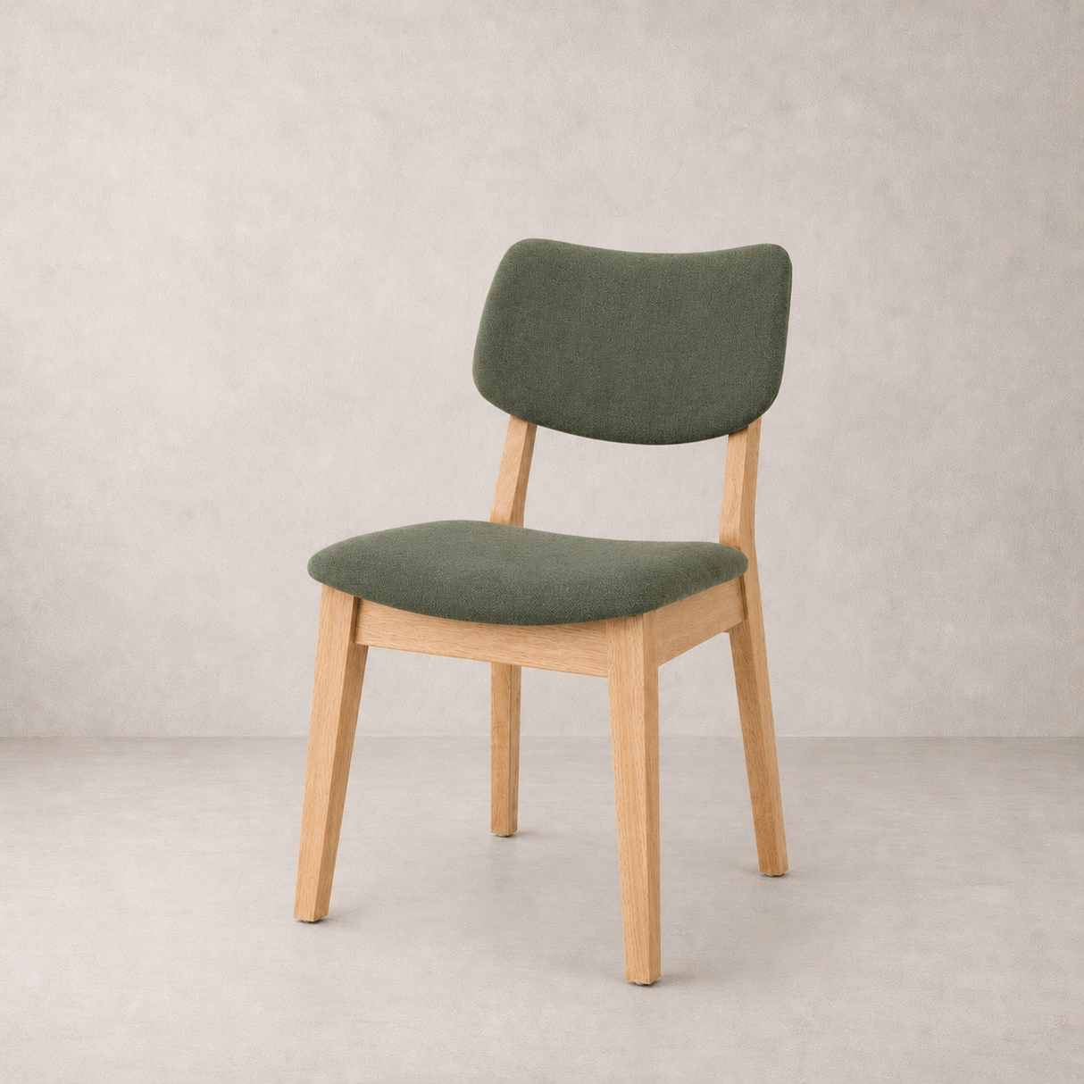 Clara Solid Wood Dining Chair - Natural Oak and Moss Green