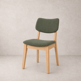 Clara Solid Wood Dining Chair - Natural Oak and Moss Green