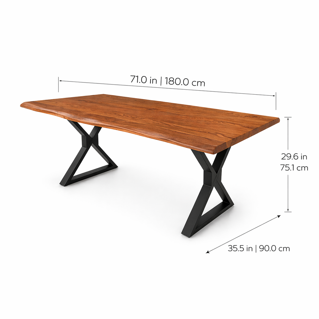 Acacia 71" Live Edge Solid Wood Dining Table - Natural