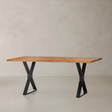 ACACIA Straight Edge Table, Natural, 150cm, X Cross Legs