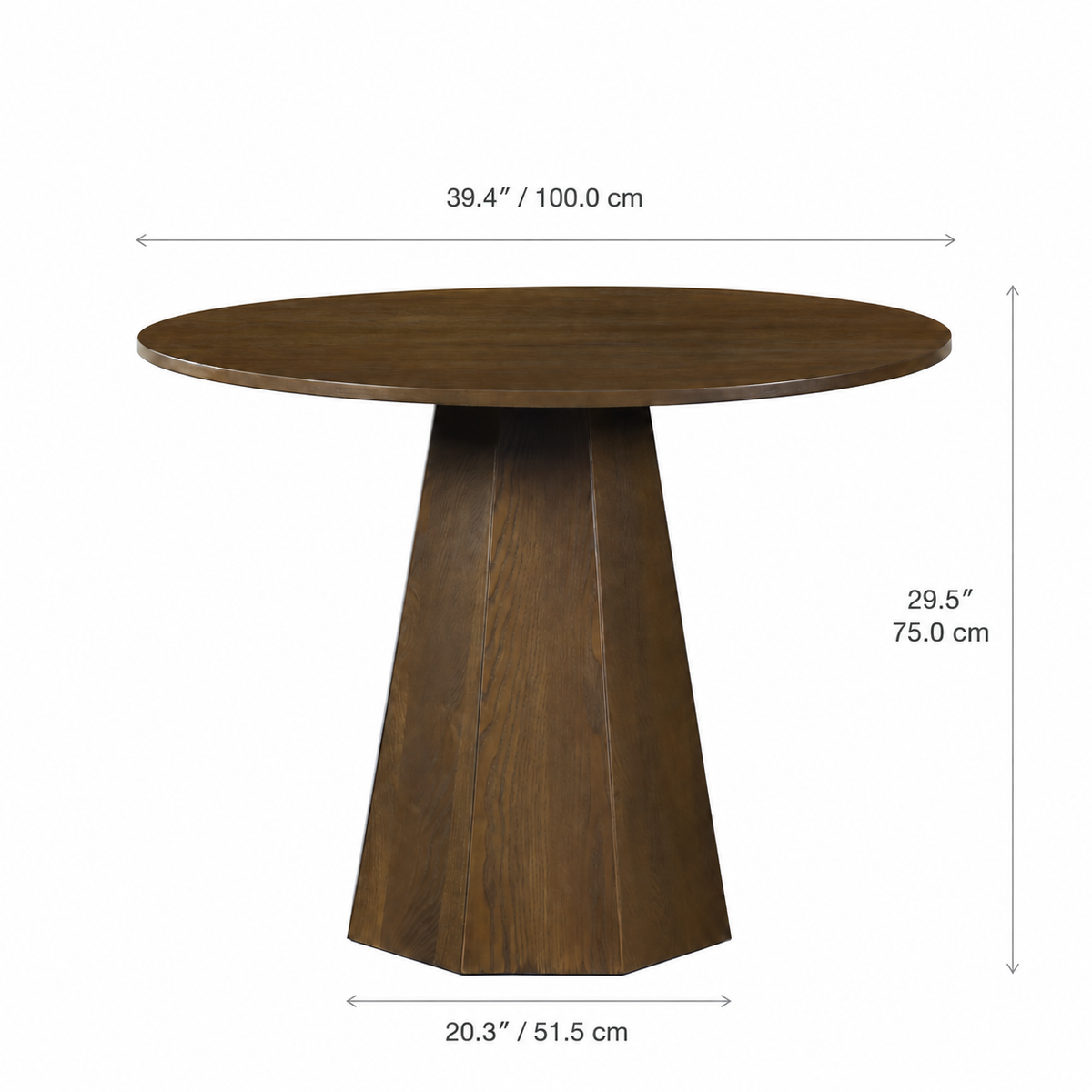 Sidney 39.4" Round Dining Table - Walnut
