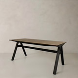 TOKYO Solid Wood Dining Table, Walnut/Black, 180cm