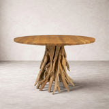 Racine Round Solid Teak Dining Table, 39.4”