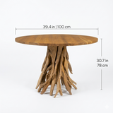 Racine Round Solid Teak Dining Table, 39.4”