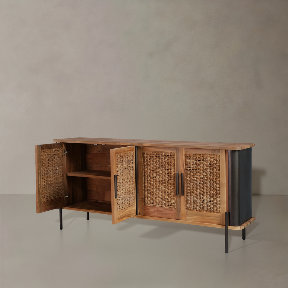 BROOKLYN Solid Teak Sideboard, Natural, 170cm