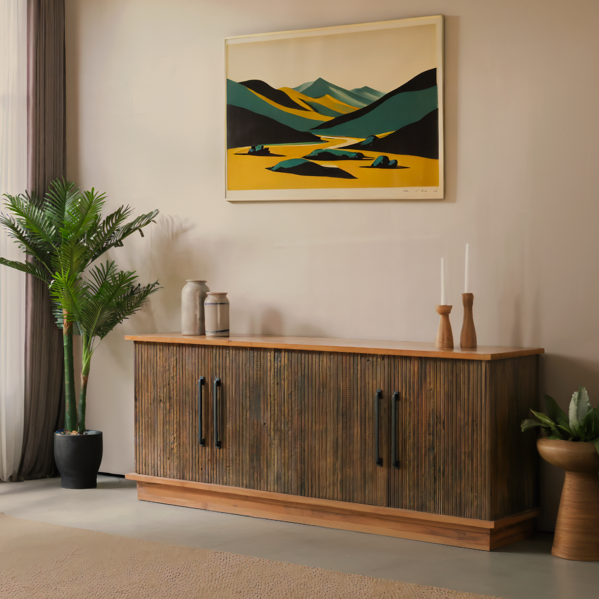 VANGUARD Solid Teak Sideboard, Natural, 180cm